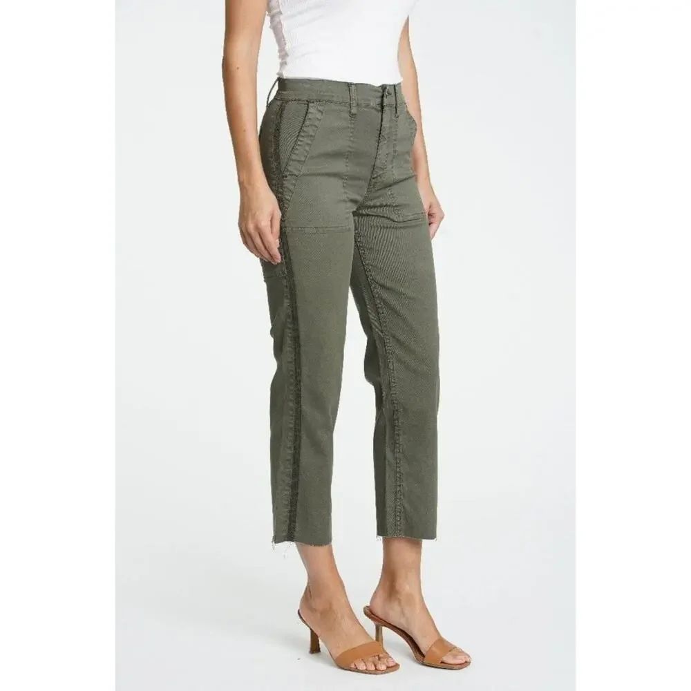 NWT Pistola Elliot Eden High Rise Crop Tuxedo Stripe Straight Leg Pant 26 Green - Picture 10 of 15